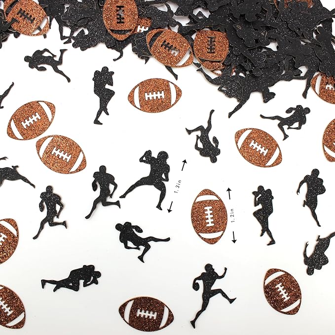 200PC Football Confetti for Table,Football Party Decorations for 1st Year Down Birthday Baby Shower Sport Party Decor,Glitter Football Players Shaped Table Scatters