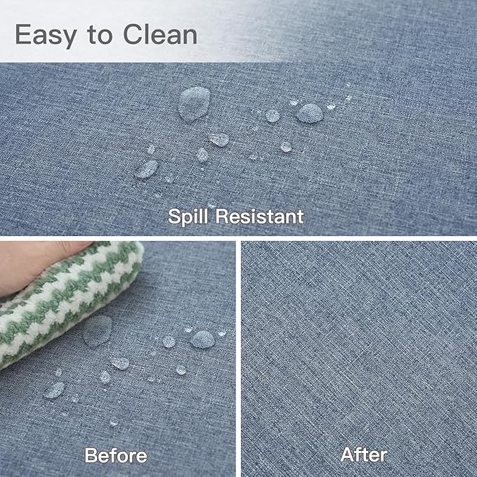 maxmill Linen Textured Rectangle Tablecloth Water Resistant Wrinkle Free Spill-Proof Stain Proof Table Cloth for Dining Room Decoration Banquet Party Wedding Holiday Dinner, 52 x 84 Inch Demin Blue
