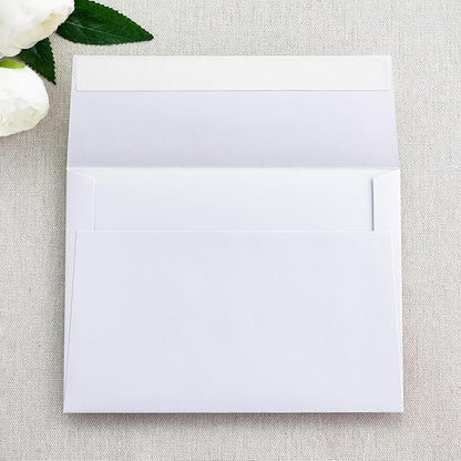 PONATIA 50 PCS 5x7 Envelopes, Self- Adhesive White A7 Envelopes for Weddings, Invitation Cards, Photos, Postcards, Greeting Cards Mailing, Baby Shower, Graduation, Christmas Gift Cards