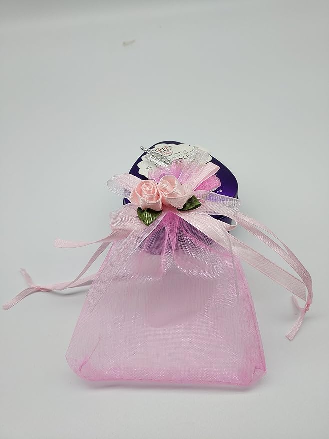 Ankirol 50pcs Sheer Organza Favor Bags For Wedding 3.8x4.8'' Gift Bags Samples Display Drawstring Rose Pouches (pink)