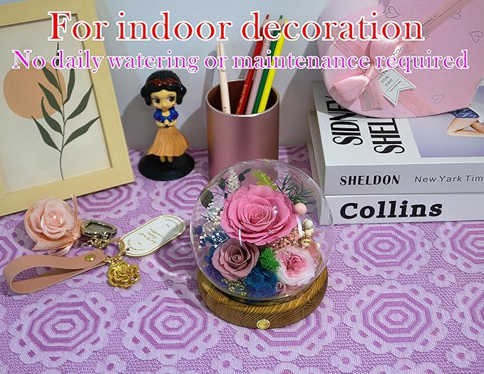 Valley of Rain & Forest Long-Lasting Real Flowers, Unique Floral Gift For you to send Love for All Occasions, for Indoor Decoration (Sweet Pink Rose Arrangement)
