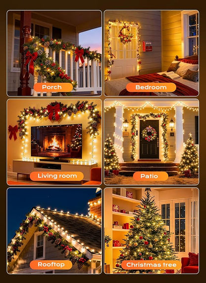 Minetom LED Clear White Christmas String Lights, 100 Count 33 Feet LED Christmas Lights Bulb, Christmas Decorations Indoor, Christma Tree Lights for Indoor Outdoor Xmas Wedding Party Festival
