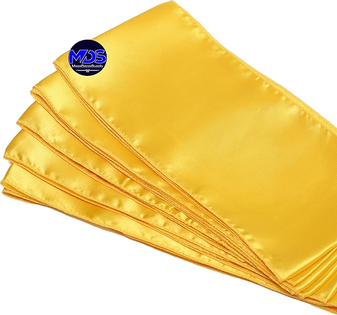 MDS Pack of 50 PCS Satin Chair Sashes Charmeuse Sateen Dining Chair Bows Ribbon Ties Back Sash for Wedding Party Birthday Home Hotel Restaurant Banquet Decoration (7 x 108 Inch, Yellow Gold)