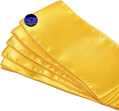MDS Pack of 50 PCS Satin Chair Sashes Charmeuse Sateen Dining Chair Bows Ribbon Ties Back Sash for Wedding Party Birthday Home Hotel Restaurant Banquet Decoration (7 x 108 Inch, Yellow Gold)