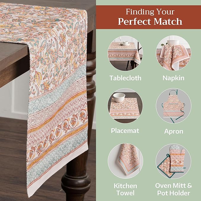 Maison d' Hermine Table Runner 100% Cotton Double Layer Table Runners 72 inches Long for Thanksgiving Christmas Decorations Home Kitchen Dining Party Wedding (Nila, 14.5" x 72")