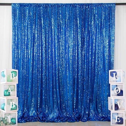 ShinyBeauty Royal Blue Sequin Photo Booth Backdrop 5x10FT | Glitter Birthday Wedding Party Background Curtain | Premium Fabric for Events Photography Decor