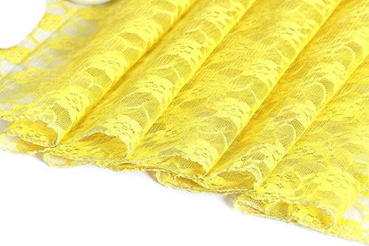 MDS Pack of 10 Wedding 12 x 108 inches Lace Table Runner for Wedding, Decorations for Birthday Parties, Banquets, Graduations, Engagements, and Runners fit Rectangle, Round Table- Yellow