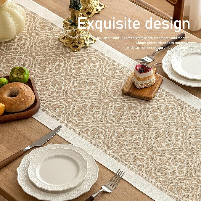Table Runners 63 Inches,Waterproof Boho Table Runner with Tassel Fringe,Table Runner for Party Coffee Table