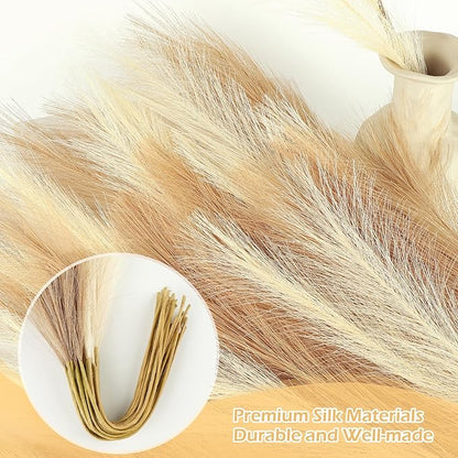 Pampas Grass Decor 30 Pcs 21.7 Inch Faux Brown Pampas Grass Bulk Artificial Dried Flowers Small Vase Filler Pompas Grass.