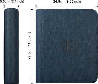 Toploader Binder,Holds 112 Toploaders, 4 Pocket Top Loader Binders for 3" x 4" Rigid Card Holders for Trading Cards or Sports Cards Binders (Dark Blue)