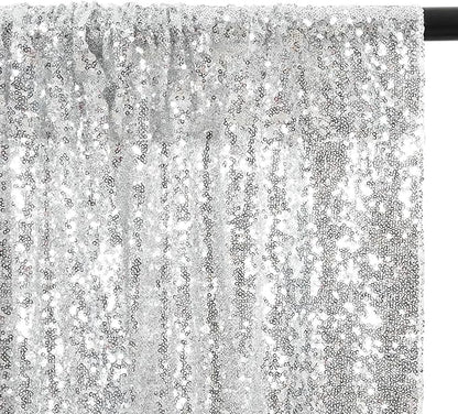 Eternal Beauty Silver Sequin Backdrop, 5x7 Ft Glitter Background Curtains for Shimmer Photography Party Wedding Birthday Back Drop Decor