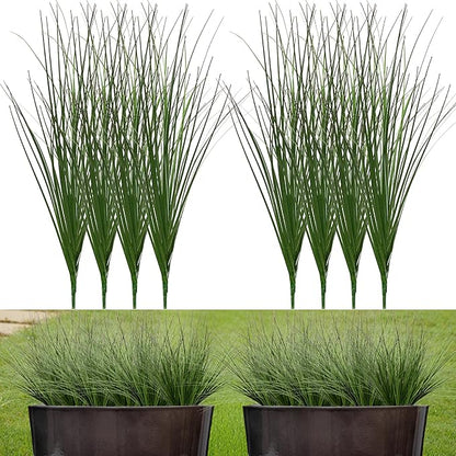 8PCS 17.3" Fake Plants Artificial Wheat Grass Greenery Plastic Plants Fake Grass Artificial Plants for Outdoor Decor Artificial Flower with Greenery Stems for Indoor Home Decoration