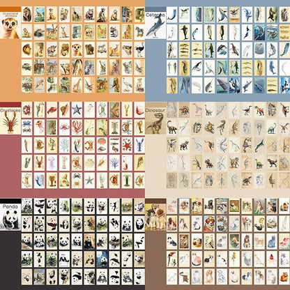 12 Sets 600 Sheets Washi Stickers Book for Journaling, Jungle Animal Sticker, Wild Zoo Sea Animal Aesthetic Scrapbook Dinosaur Sticker Set for Bullet Journal Card Craft Gift Rewards for Kid Notebook
