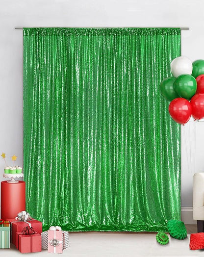 Eternal Beauty Green Sequin Backdrop, 20x10 Ft Glitter Background Curtains for Christmas Shimmer Photography Party Wedding Birthday Back Drop Decor