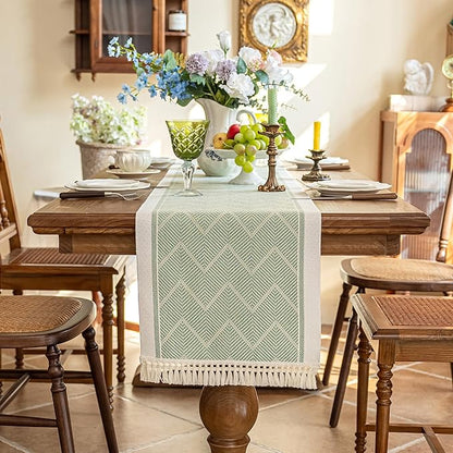 Table Runners 138 Inches,Waterproof Boho Table Runner with Tassel Fringe,Table Runner for Party Coffee Table