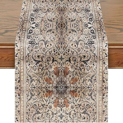 Snycler Table Runner Boho Table Runners Vintage Elegant Farmhouse Table Center Linen Decor for Home Dining Party Entrance (13x72 Inch) Boho-Brown
