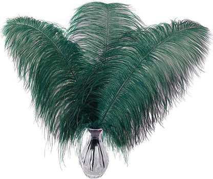 Larryhot Green Large Ostrich Feathers - 10pcs 16-18 inch Feathers for Vase and Wedding Party,Christmas Decor(Blackish Green)