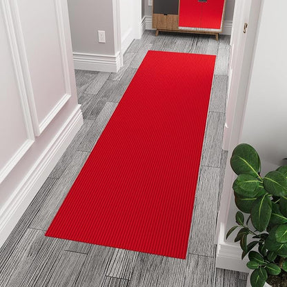 Ottomanson 3'11" x 5' Mud Mat Area Rug Scraper Carpet - Non-Slip, Dirt Trapping for Indoor & Outdoor Use - Ideal for Entryway, Garage, Kitchen, Patio & High-Traffic Areas, Red