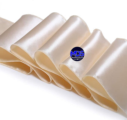 MDS Pack of 50 PCS Satin Chair Sashes Charmeuse Sateen Dining Chair Bows Ribbon Ties Back Sash for Wedding Party Birthday Home Hotel Restaurant Banquet Decoration (7 x 108 Inch, Cream)
