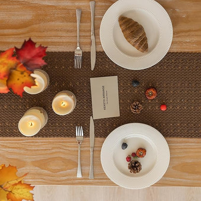 Boho Brown Table Runner for Home Decor 12x72 Inches Farmhouse Macrame Burlap Jute Rustic Dining Kitchen Centerpiece Bohemian Decor French Country Baby Bridal Shower Decorations