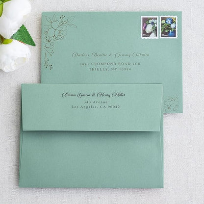 PONATIA 50 Pieces 5x7 Envelopes, Sage Green A7 Envelopes Self Seal for Weddings, Invitation Cards, Photos, Postcards, Greeting Cards Mailing, Baby Shower, Graduation, Christmas Gift Cards