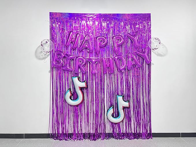 Valentine Backdrop Foil Fringe Curtains Party Decorations - Melsan 3 Pack 3.2 x 8.2 ft Tinsel Curtain Party Photo Backdrop for Birthday Party Baby Shower or Graduation Decorations Rose Red