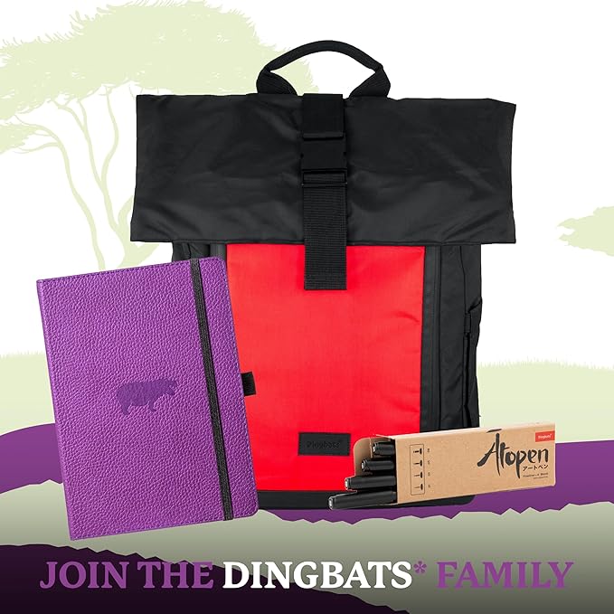 Dingbats* Wildlife Lined Writing Journal Notebook A5 - Vegan Leather Hardcover - Ideal for Work, Travel - Pocket, Elastic Closure, & Bookmark