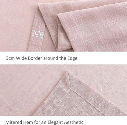 maxmill Lux Faux Linen Table Cloth with Slubby Texture Wrinkle Resistant Anti-Shrink Soft Tablecloth for Kitchen Dining Tabletop for Buffet Banquet Parties Event Dinner Rectangle 52 x 70 Inch Blush