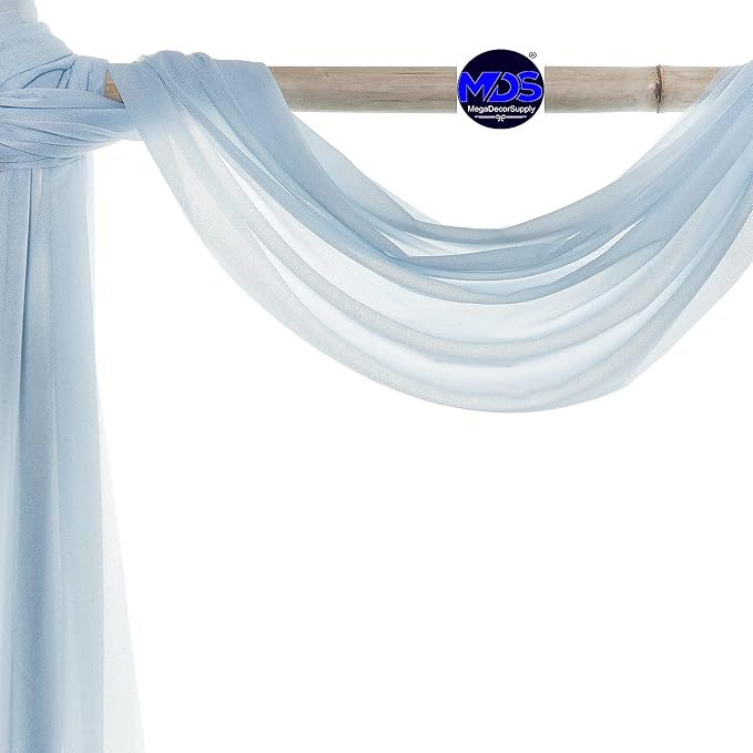 MDS Halloween Chiffon Draping Fabric - 2 Panel, 30" Wide x 40ft Long - Sheer Spooky Arbor & Canopy Drapery for Haunted House Backdrops, Party Ceilings, DIY Costumes & Themed Events - Baby Blue