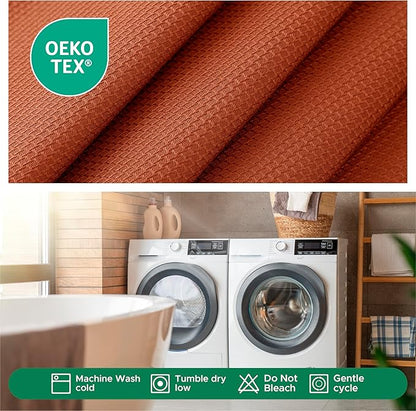 Biscaynebay 2 Pack Fall Tablecloth Textured Fabric 60x84 Inch Rectangular, Rust Thanksgiving Autumn Harvest Water Resistant Fabric Tablecloths for Kitchen, Dining, Wedding, Parties Machine Washable