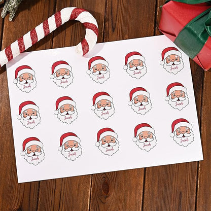 Personalized Christmas Stickers with Name, Custom Santa Claus Waterproof Christmas Gift Tags for Gift Box Holiday Decorations, Stockings, Party Favors (Santa Claus 2)