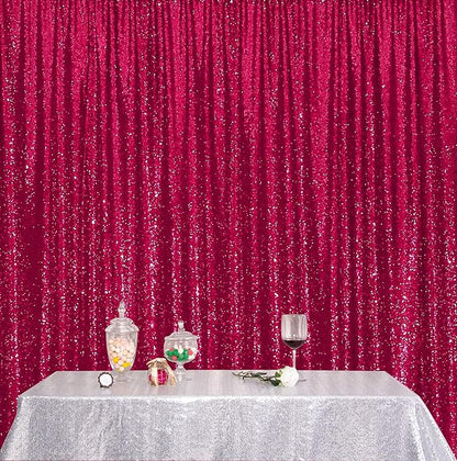 Poise3EHome 6FT x 8FT Sequin Photography Backdrop Curtain for Party Decoration, Hot Pink