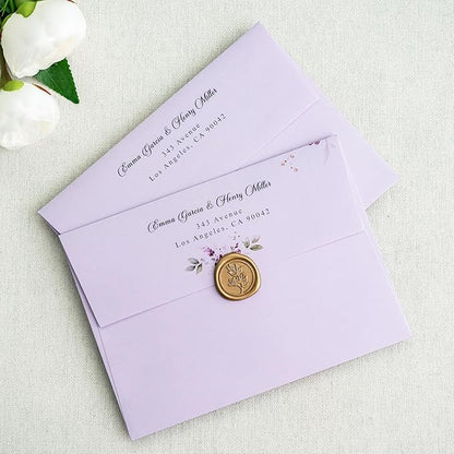 PONATIA 50 Pieces 5x7 Envelopes, Lilac A7 Envelopes Self Seal for Weddings, Invitation Cards, Photos, Postcards, Greeting Cards Mailing, Baby Shower, Graduation, Christmas Gift Cards