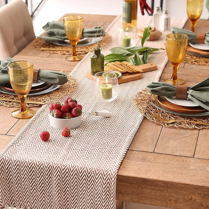DII Woven Basic Tabletop Collection Chevron Table Runner, 15x108, Cinnamon
