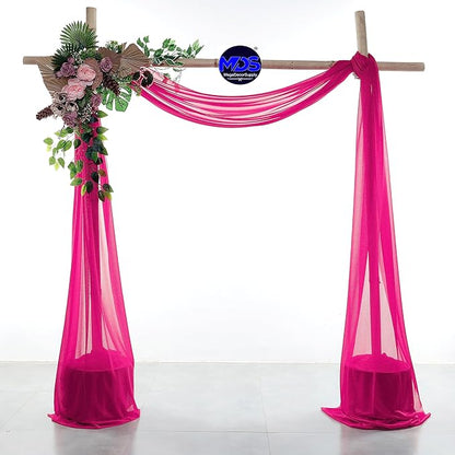MDS Halloween Chiffon Draping Fabric - 1 Panel, 30" Wide x 20ft Long - Sheer Spooky Arbor & Canopy Drapery for Haunted House Backdrops, Party Ceilings, DIY Costumes & Themed Events - Hot Pink