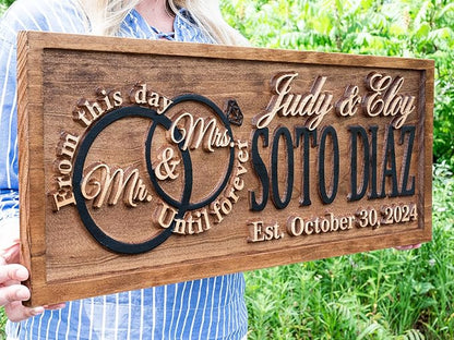 Mr and Mrs Sign | Wood Wedding Gift | Wooden Bridal Shower Gift | Custom Engagement Sign | Established Marriage Decor | Personalized Couple Gift | Last Name Established Sign | Anniversary