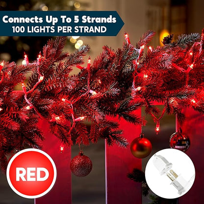 Joiedomi Christmas String Lights Indoor,100 Count Mini Red Light,21.4 FT Lighting Decor for Patio Dorm Classroom Bedroom Holiday Wedding Party Garland Birthday Festival,White Wire