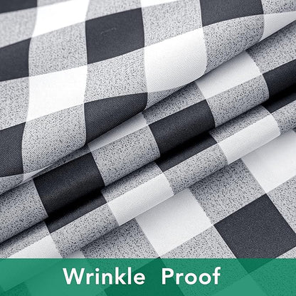 Biscaynebay Fabric Round Tablecloths 60", Black/Grey Scottish Plaid Table Cloth Small Circle Folding Table Covers Water Resistant for Dining, Kitchen, Wedding & Parties, etc