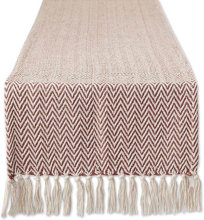 DII Woven Basic Tabletop Collection Chevron Table Runner, 15x108, Cinnamon