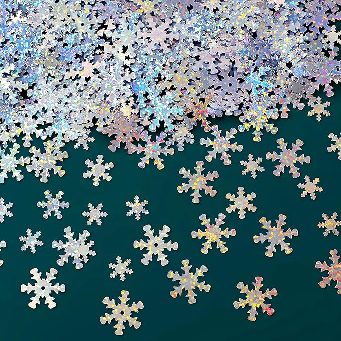 MARFOREVER Christmas Snowflakes Confetti, Winter Glitter Sprinkles Laser Snowflake Frozen Table Confetti Sequins for Winter Wonderland Xmas Holiday Wedding Birthday Party Decorations Supplies