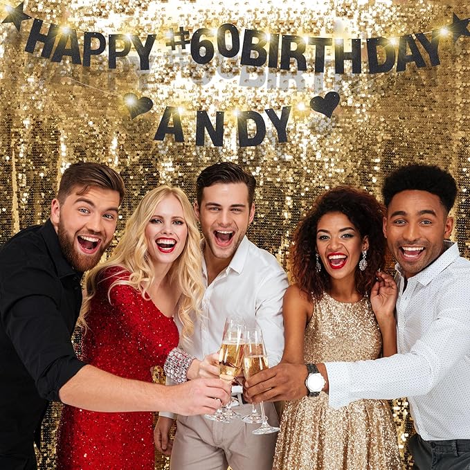 167Pcs DIY Glitter Customizable Banner Kit Happy Birthday Custom Letters Banner 30th Birthday Decorations Anniversary Personalized Banners Decor Death to My 20s Party Supplies (Glitter Black)