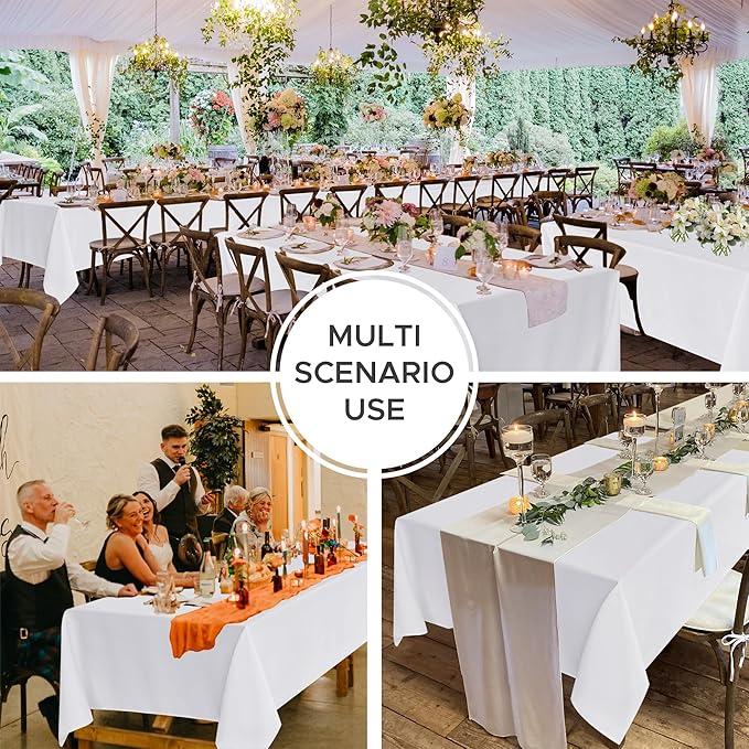 Fitable 8 Pack Table Cloth Rectangle Table: Stain and Wrinkle Resistant Tablecloth Rectangular, Washable Polyester Tablecloths for Wedding Party Dining Banquet Event Catering(White, 70x120 Inch)