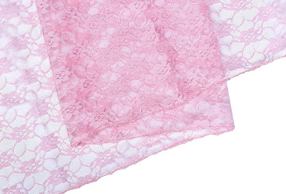 MDS Pack of 15 Wedding 12 x 108 inches Lace Table Runner for Wedding, Decorations for Birthday Parties, Banquets, Graduations, Engagements, and Runners fit Rectangle, Round Table- Blush Pink
