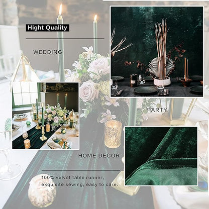 Velvet Table Runner, 10ft Luxurious Wedding Reception Decorations Soft Velvet Fabric Table Linen Overlay for Party (20 x 120 inch, Dusty Rose)