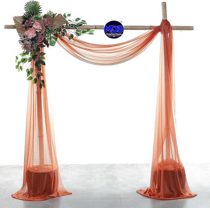 MDS Halloween Chiffon Draping Fabric - 1 Panel, 30" Wide x 75ft Long - Sheer Spooky Arbor & Canopy Drapery for Haunted House Backdrops, Party Ceilings, DIY Costumes & Themed Events - Terracotta