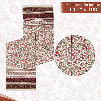 Maison d' Hermine Table Runner 100% Cotton Double Layer Table Runners 108 inches Long for Thanksgiving Christmas Decorations Home Kitchen Dining Party Wedding (Reveillon Au Jardin, 14.5" x 108")