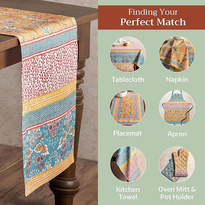 Maison d' Hermine Table Runner 100% Cotton Double Layer Table Runners 72 inches Long Decorative for Home Kitchen Dining Party Baby Shower Wedding Bridal Shower Spring Summer (Marquise, 14.50" x 72")