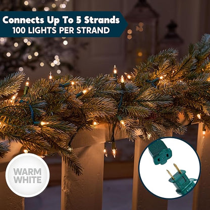 Joiedomi Clear Christmas String Lights Indoor,400(4x100) Mini Warm White Fairy Light,85.6 FT Lighting Decor for Patio Dorm Classroom Bedroom Holiday Wedding Party Garland Birthday Festival,Green Wire
