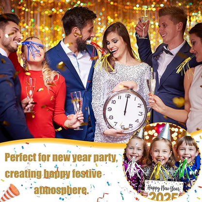 12 Pcs Glitter Noise Makers Metallic Fringed Party Blower for Adults Birthday Graduation New Years Party Favors Supplies (Gold)
