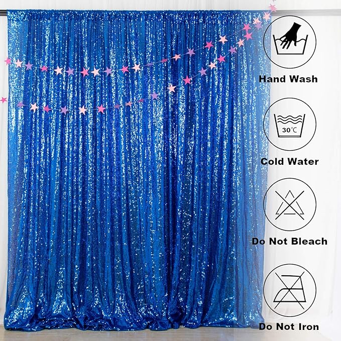 ShinyBeauty Royal Blue Sequin Photo Booth Backdrop 5x10FT | Glitter Birthday Wedding Party Background Curtain | Premium Fabric for Events Photography Decor